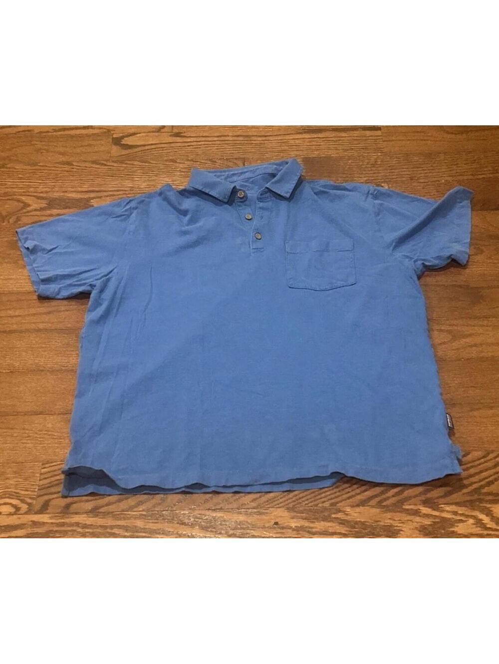 Patagonia Polo Shirt Mens Large Blue Organic Cotton